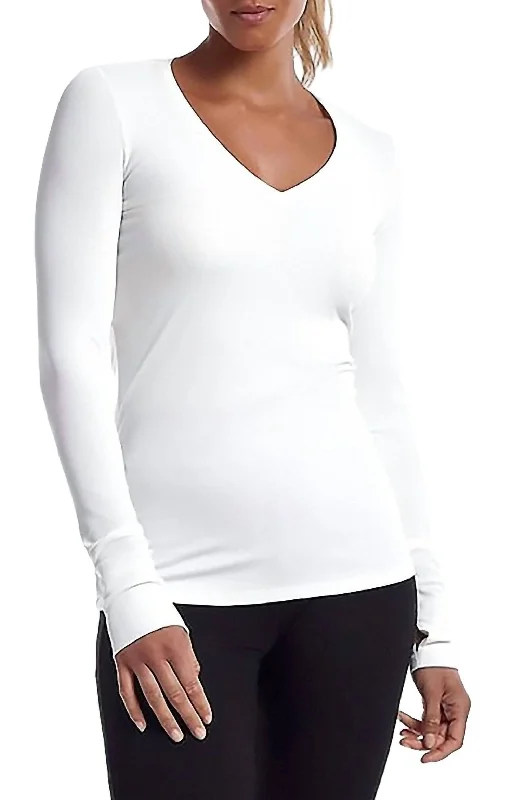 Women's Vacation Garments Wilson V Neck Top In White