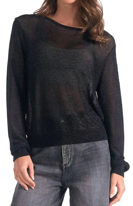 End of Season Sale Metallic Knit Top In Black