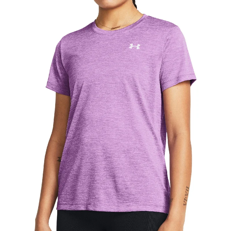 Women's Clothing Apparel Sets Under Armour Tech Twist Short Sleeve Womens Training Top - Purple