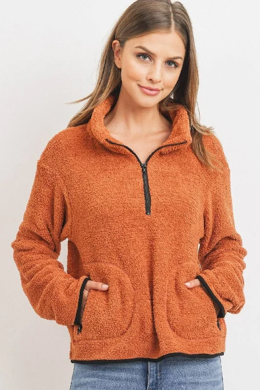 Women's Comfortable Garments Long Sleeve Half Zipper Pullover Loopie Terry