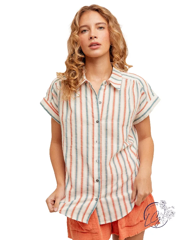 Comfortable Casual Wear Having Fun Short Sleeve Button Down