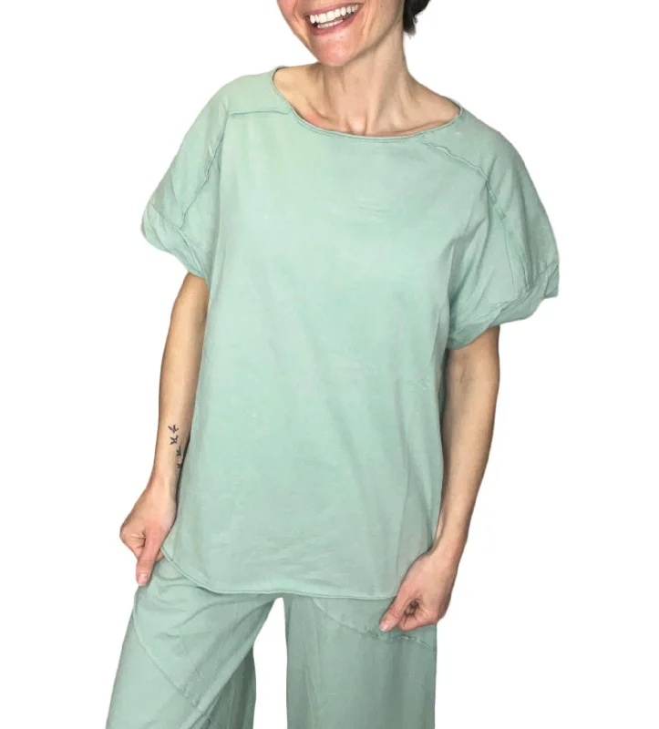 Women's Evening Wear for Special Occasions Washed Short Sleeve Tee In Sage/blue