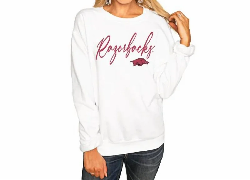 Women's Trendy Attire University Of Arkansas Long Sleeve Sweatshirt In White