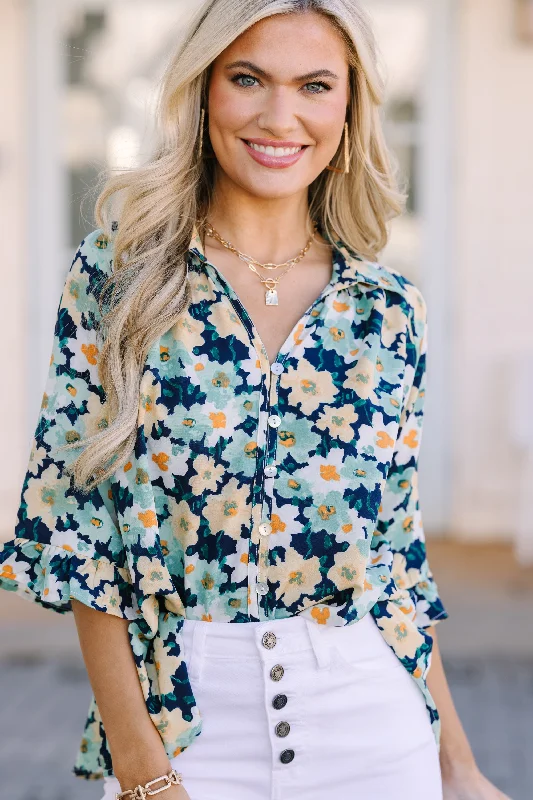 Trendy Boutique Online All That You Need Navy Floral Blouse