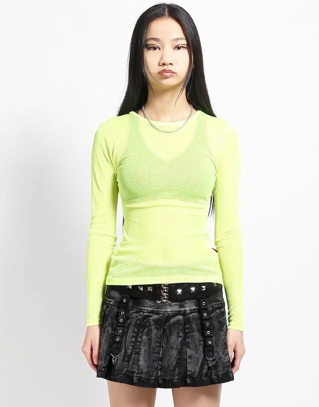 Women's Trendy Clothes LADIES LONG SLEEVE FISHNET LIME