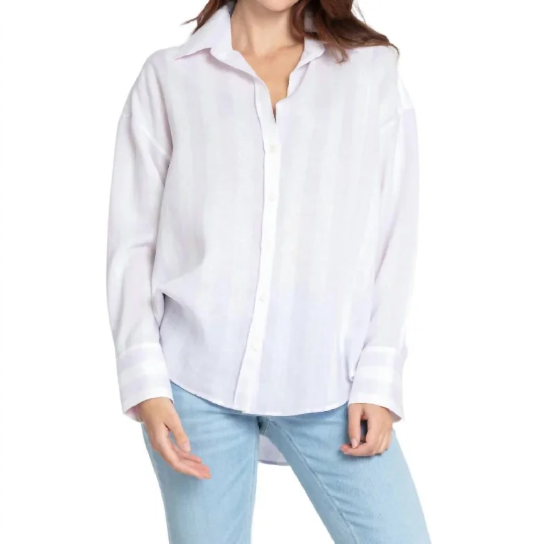 Hot Trends Long Sleeve Larissa Tunic Top In Lilac/white