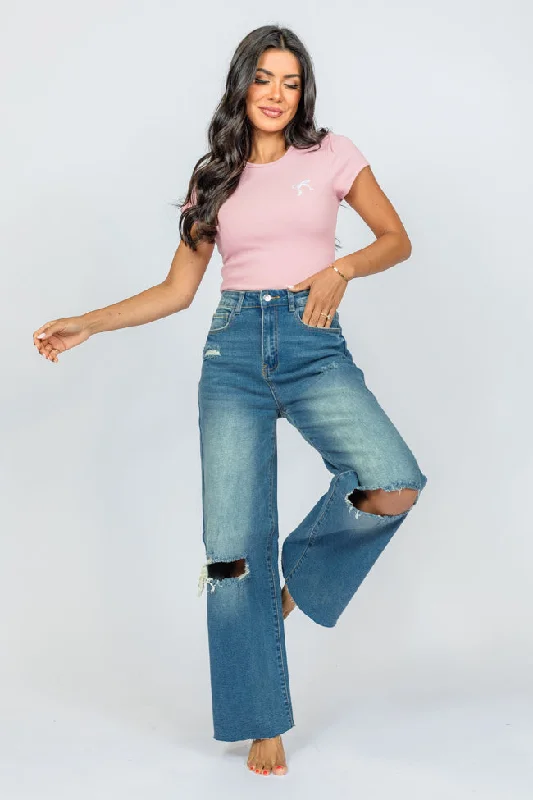 Kelsea Medium Wash Wide Leg Jeans