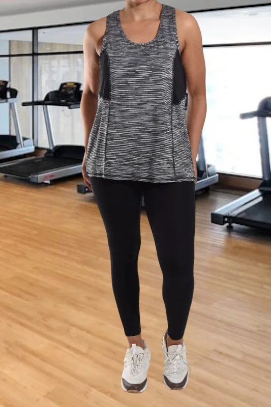 Premium Fabrics Grey And Black Activewear Vest