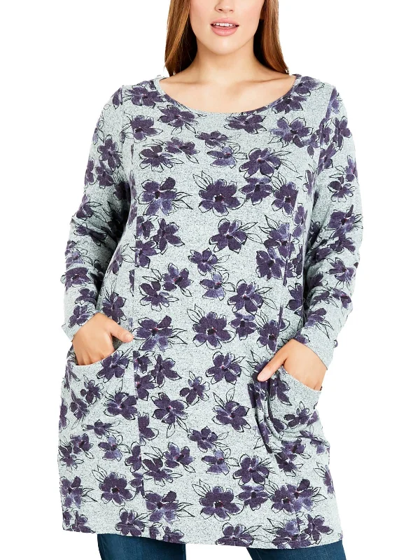 Women's Party Outfit Plus Womens Printed Pockets Tunic Top