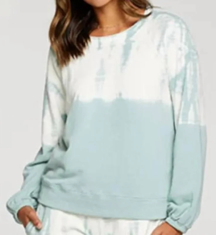 Women's Apparel And Garments French Terry Raglan Pullover Ice Plant In Ice Plant Tie Dyr