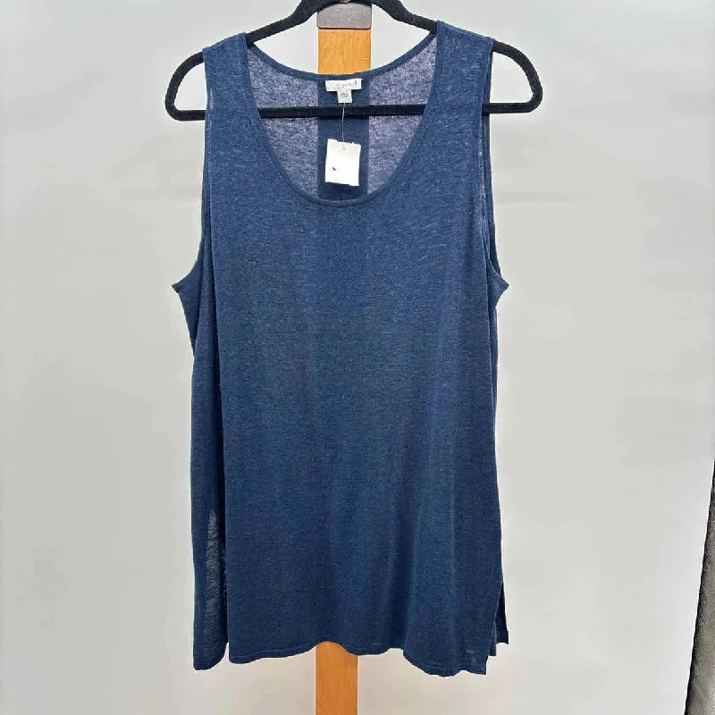 Clothing For Women purejill Women's Size L Navy Solid Sleeveless Shirt