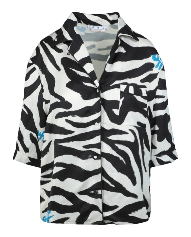 Flash Sales This Week Zebra Printed Short Sleeve Shirt