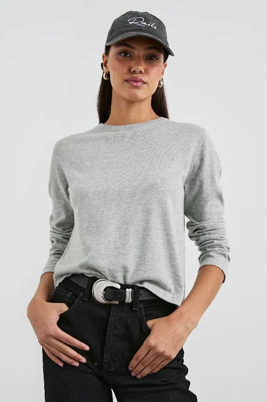 Relaxed Style COTTON CASHMERE LONG SLEEVE TEE - HEATHER GREY