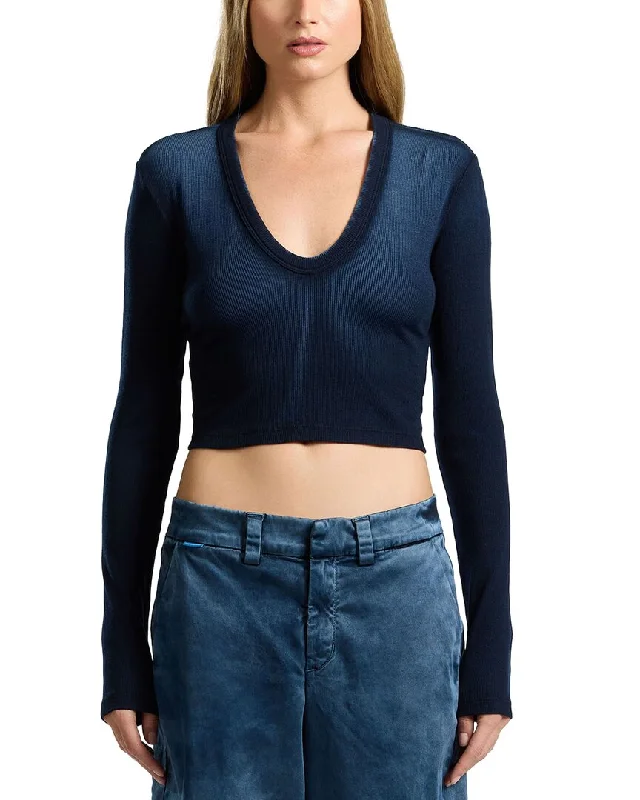 Women's Clothes And Apparel Sets Cotton Citizen Verona Crop U-Neck Shirt