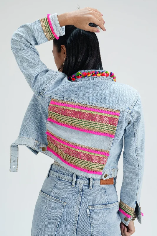 Timeless Classics Patola Crop Denim Jacket