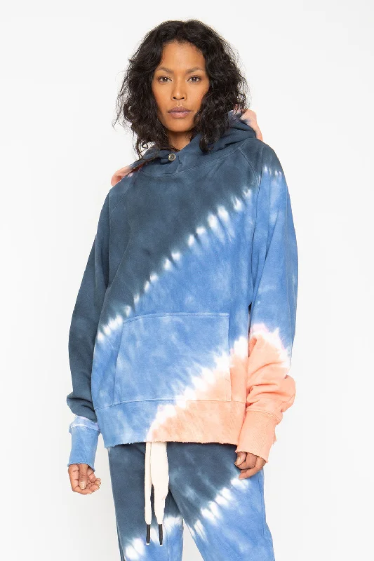 Luxe Women's Fashion Tie Dye Fleece Front Pocket Hoodie