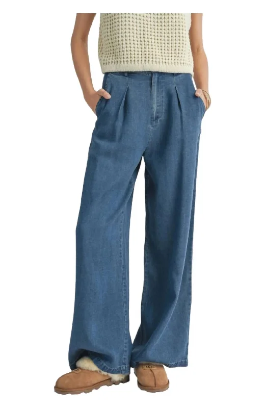 Affordable Women's Clothes Memories Wide Leg Pants In Dark Chambray