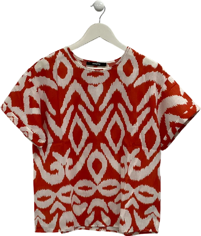 Women's Athleisure Apparel Everyday Orange Tribal Print Top UK 12