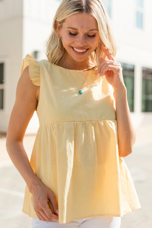 Women's Everyday Garments Need Some Time Yellow Ruffled Tank