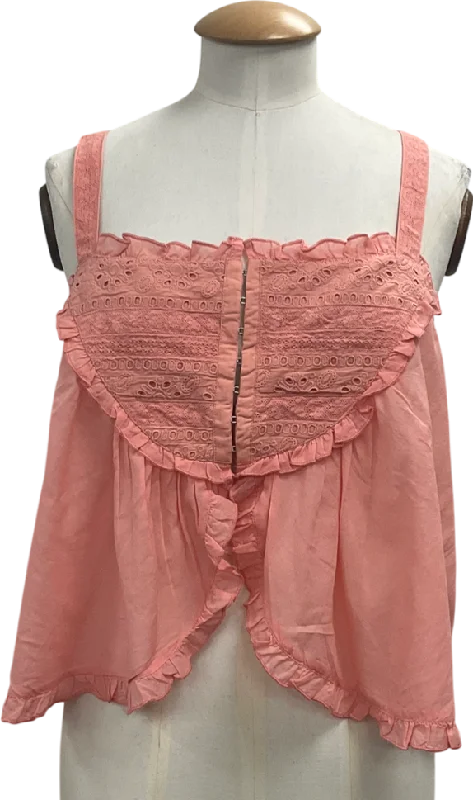 Women's Wardrobe Apparel Free People Pink Sweet Sarah Relaxed Square Neck Top UK M