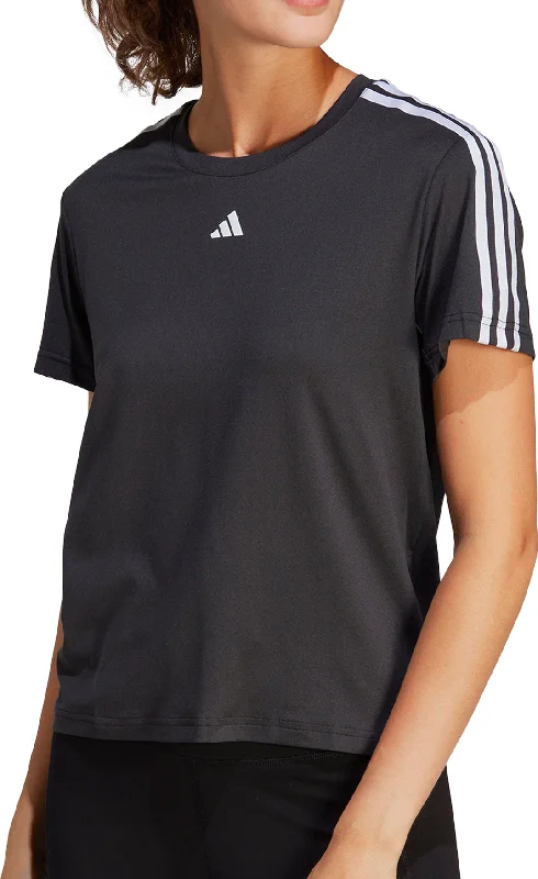 Women's Clothes And Garments adidas AeroReady Train Essentials 3 Stripes Short Sleeve Womens Training Top - Black