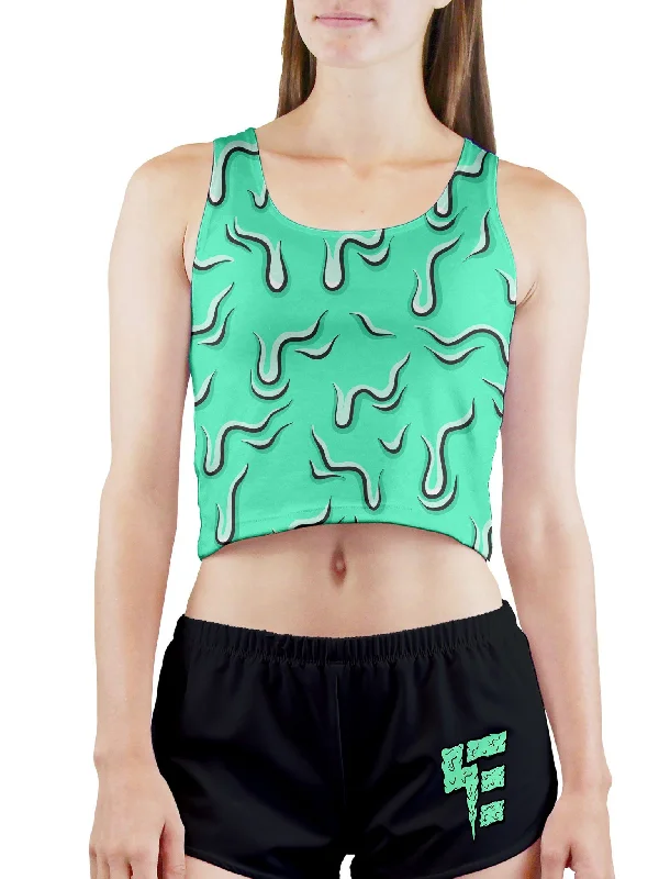 Feminine Dresses for Women in Bold Prints Drippy (Teal) Crop Top