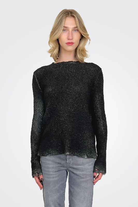 Women's Plus-Size Garments Reversible Knit Pullover - Black Grey