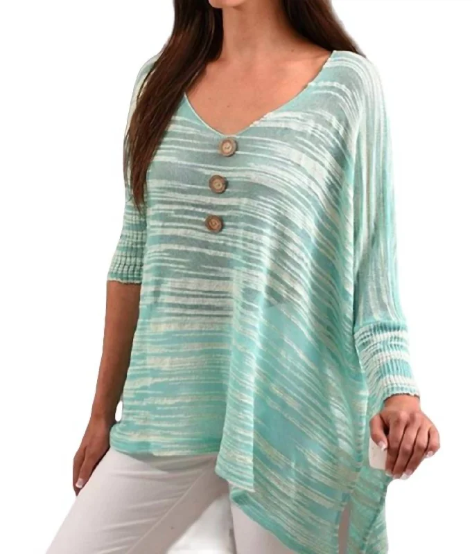 Women's Sports Apparel V-Neck 3/4 Sleeve Tunic In Mint