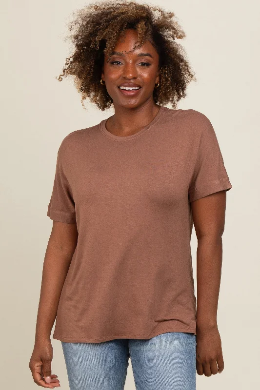 Women's Trendy Apparel Mocha Relaxed Fit T-Shirt