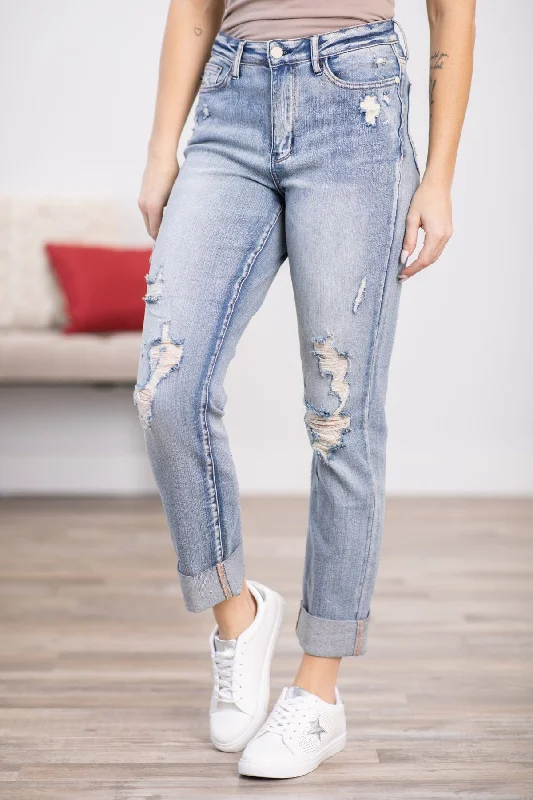 Elegant Women's Clothing Online Judy Blue Double Cuff Boyfriend Jeans