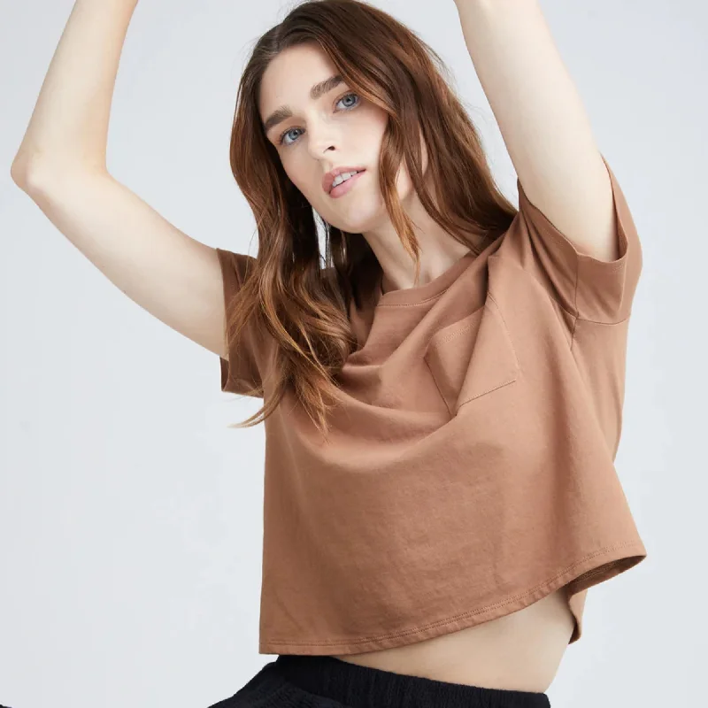 Shop Ladies Clothes Pima Boxy Crop Tee (Latte)