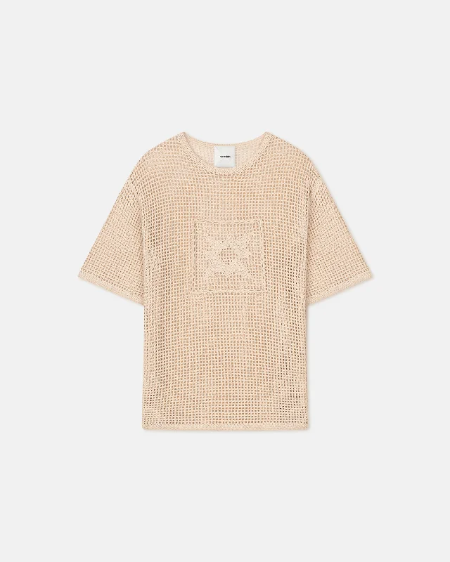 Bold Fashion Estienne - Crochet Lace T-Shirt - Creme