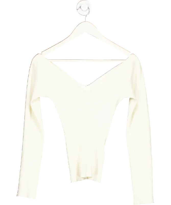 Women's Occasion Wear Apparel H&M Cream Rib Sweetheart neck Top UK XS