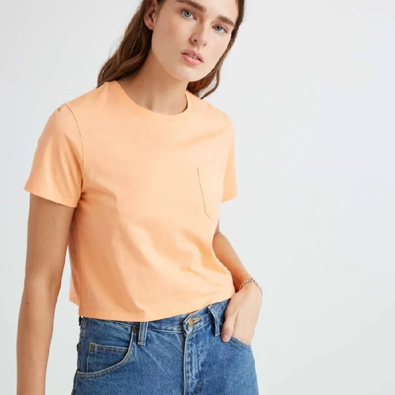 Workwear Fashion for Women Boxy Crop Tee (Cantaloupe)