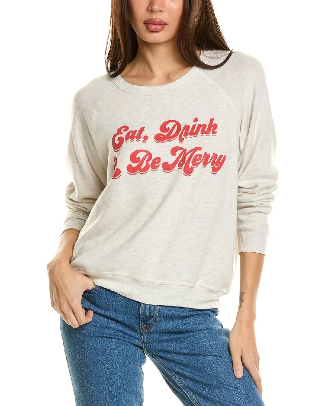 Women's Night-Out Outfit Project Social T Eat Drink & Be Merry Cozy Raglan Sweatshirt