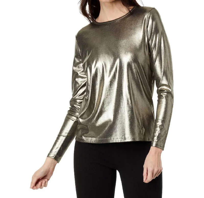 Trendy Women's Apparel for All Seasons Shimmer Knit Top In Mineral