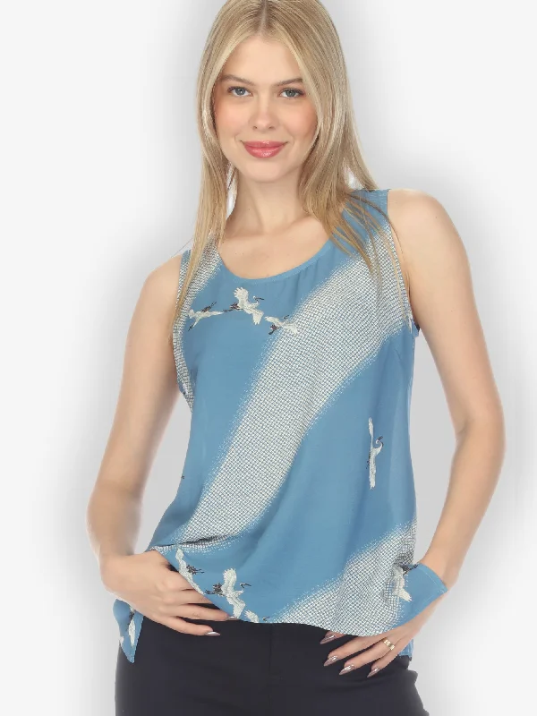 Women's Stylish Outerwear Shibori Flying Crane Tank Top