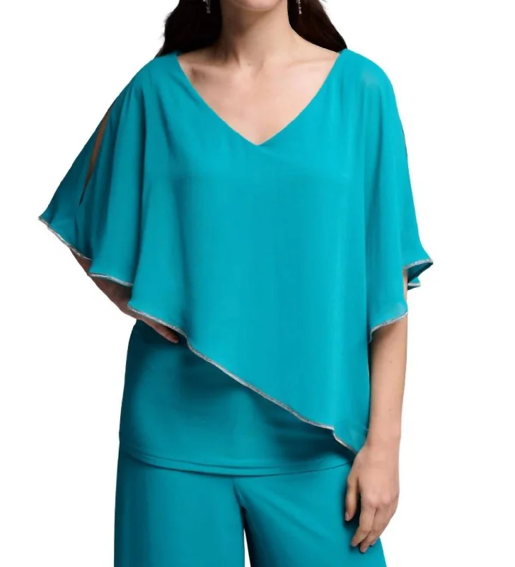 Women's Athleisure Apparel Cut Out Tunic Top In Ocean Blue