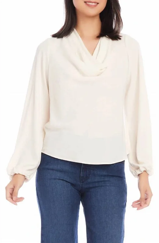 Formal Garments For Women Cowl Neck Top In Cream