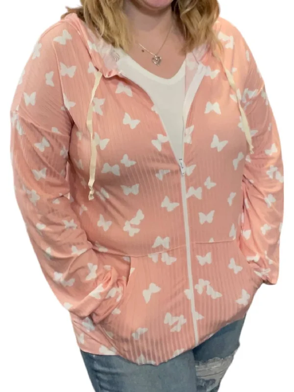 Women's Clothing Brands Butterfly Spring With Pockets Hoodie In Blush