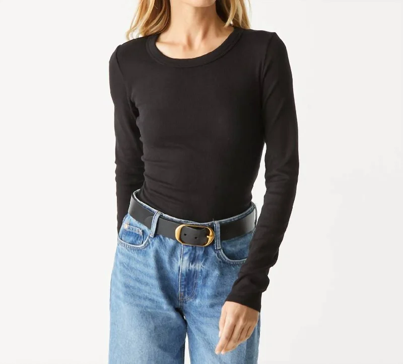 Stylish Savings Long Sleeve Tee Top In Black