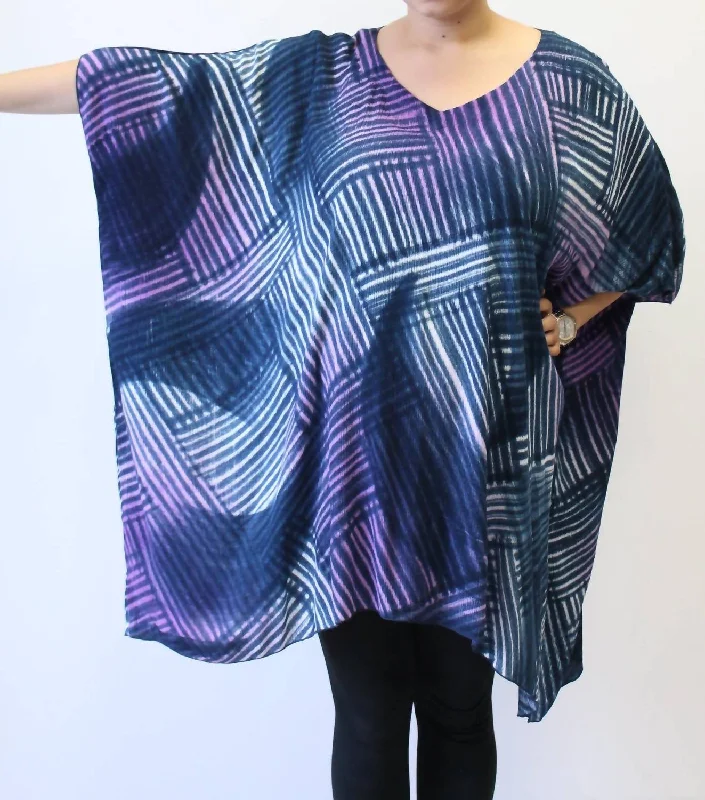 Women's Office Outfit Hand Painted Katie Poncho Tunic In Crystal Black Violet