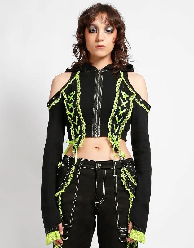 Women's Transitional Apparel LOLITA CROP HOODY LIME