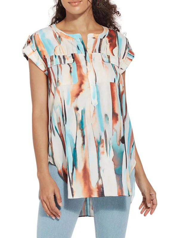 Casual Apparel For Women Womens Pastel Mandarin Neck Tunic Top