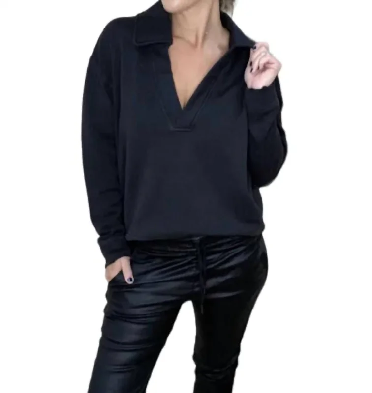 Women's Travel Attire Sutton Pull On Collared Sweatshirt In Bbk