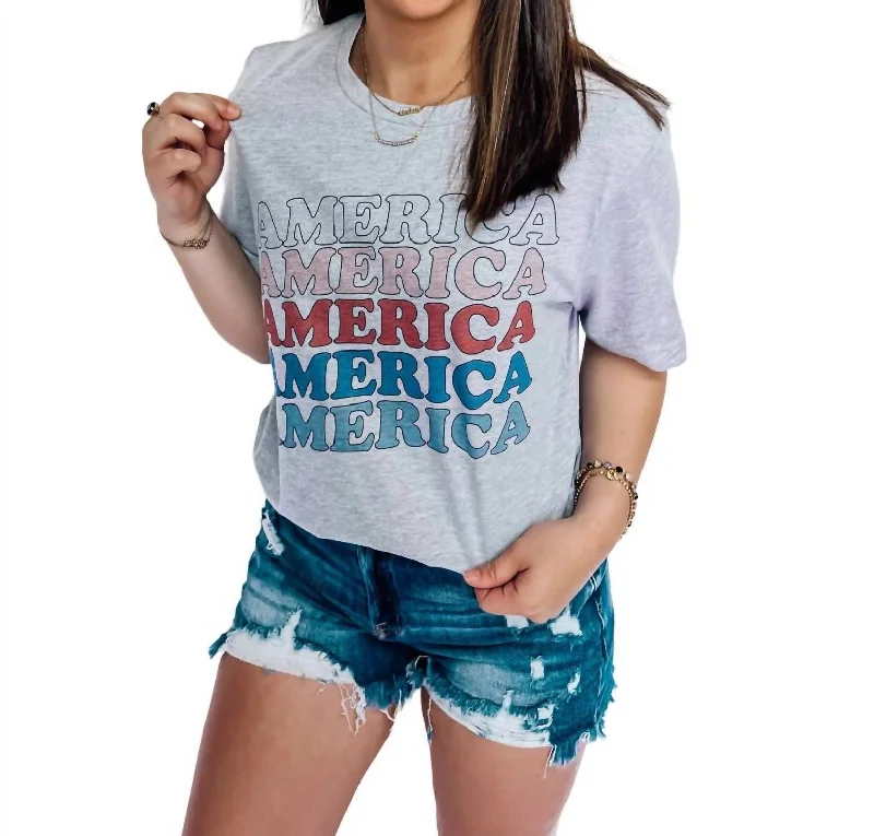 Clothing Sales "america America" Short Sleeve Tee In Grey