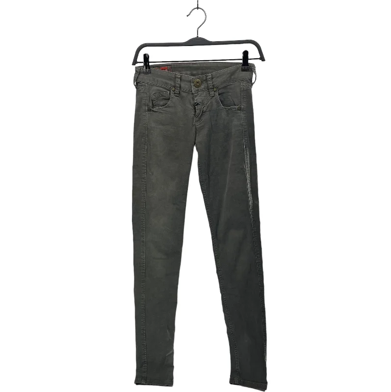 Timeless Women's Garments MARITHE FRANCOIS GIRBAUD/Skinny Pants/S/Cotton/GRN/RUSTED METALLIC FRONT BUTTON