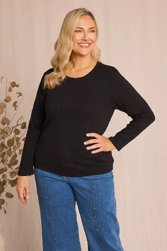 Clothing Sale Adrift Ribbed Long Sleeve Tee in Black