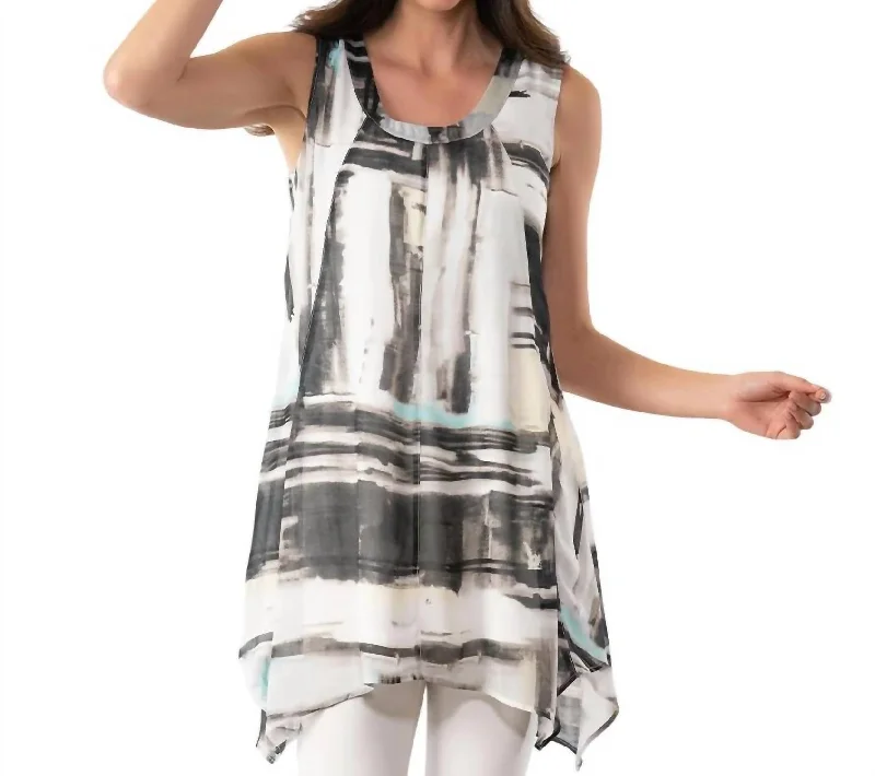 Fashionable Casual Tops Illusion Tunic In Print