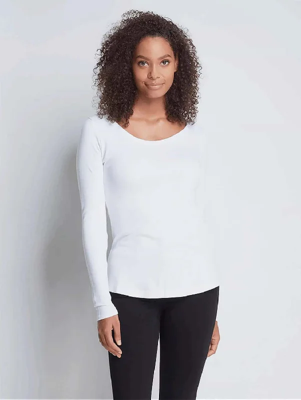 Everyday Fashion Scoop Neck Long Sleeve Cotton TENCEL™ Modal Blend T-shirt | Multiple Colours